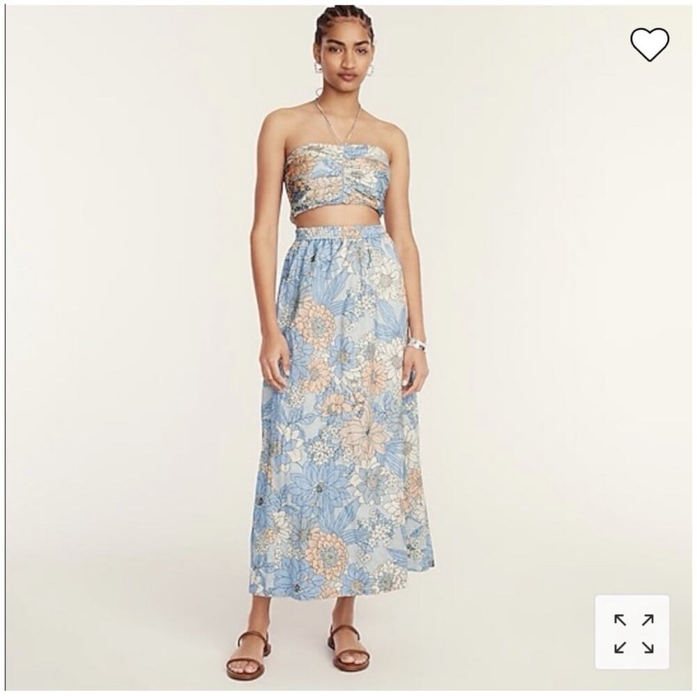J Crew Collection Textured Satin Skirt Tank Set Zinnia Floral Preppy Women Small